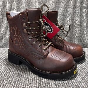 Justin Boots Katerina 6" Steel Toe Waterproof Lace Up Work Boots Size 5.5B